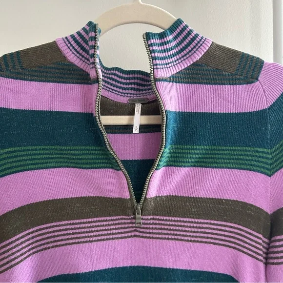 Free People cropped half zip striped sweater - Picture 3 of 9